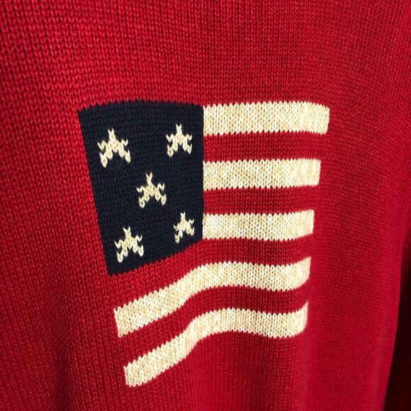 Vintage red cream blue sequin star American flag cardigan size 2X 4th of July - Picture 15 of 16